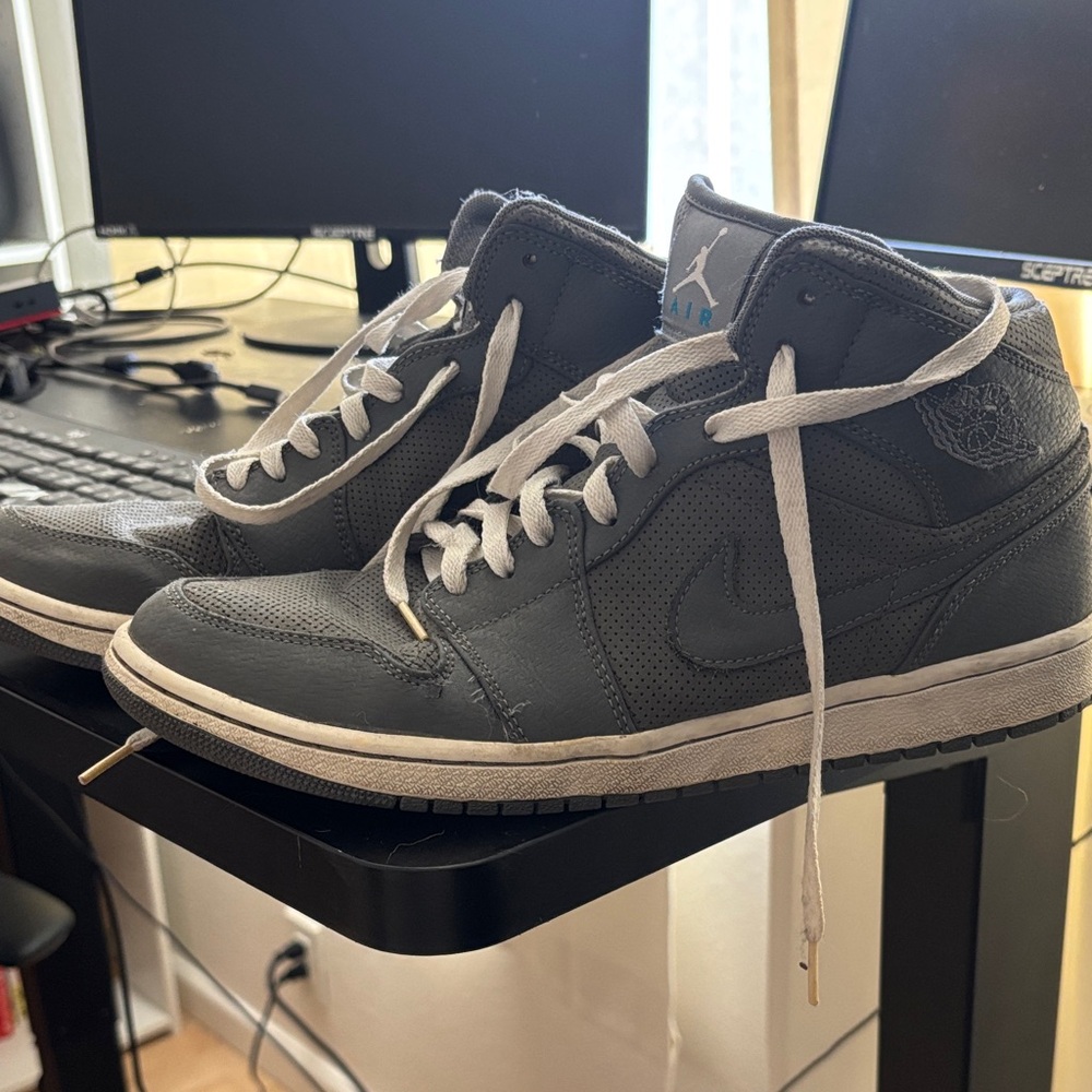 Jordan Men's Charcoal and White High-Top Sneakers